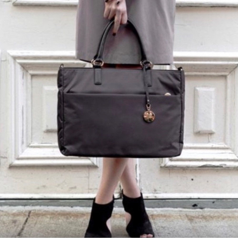 Lo & Sons Brookline Tote Black with Lavender interior